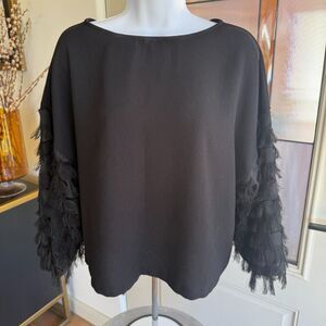 H&M Black Fringe Sleeve Blouse 6